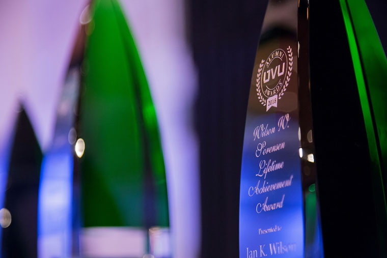 Close-up of the Alumni Awards