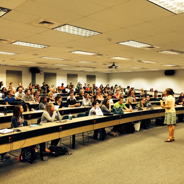 Kate and Honors students in Colloquium classroom