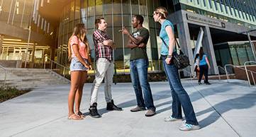 People walking on campus