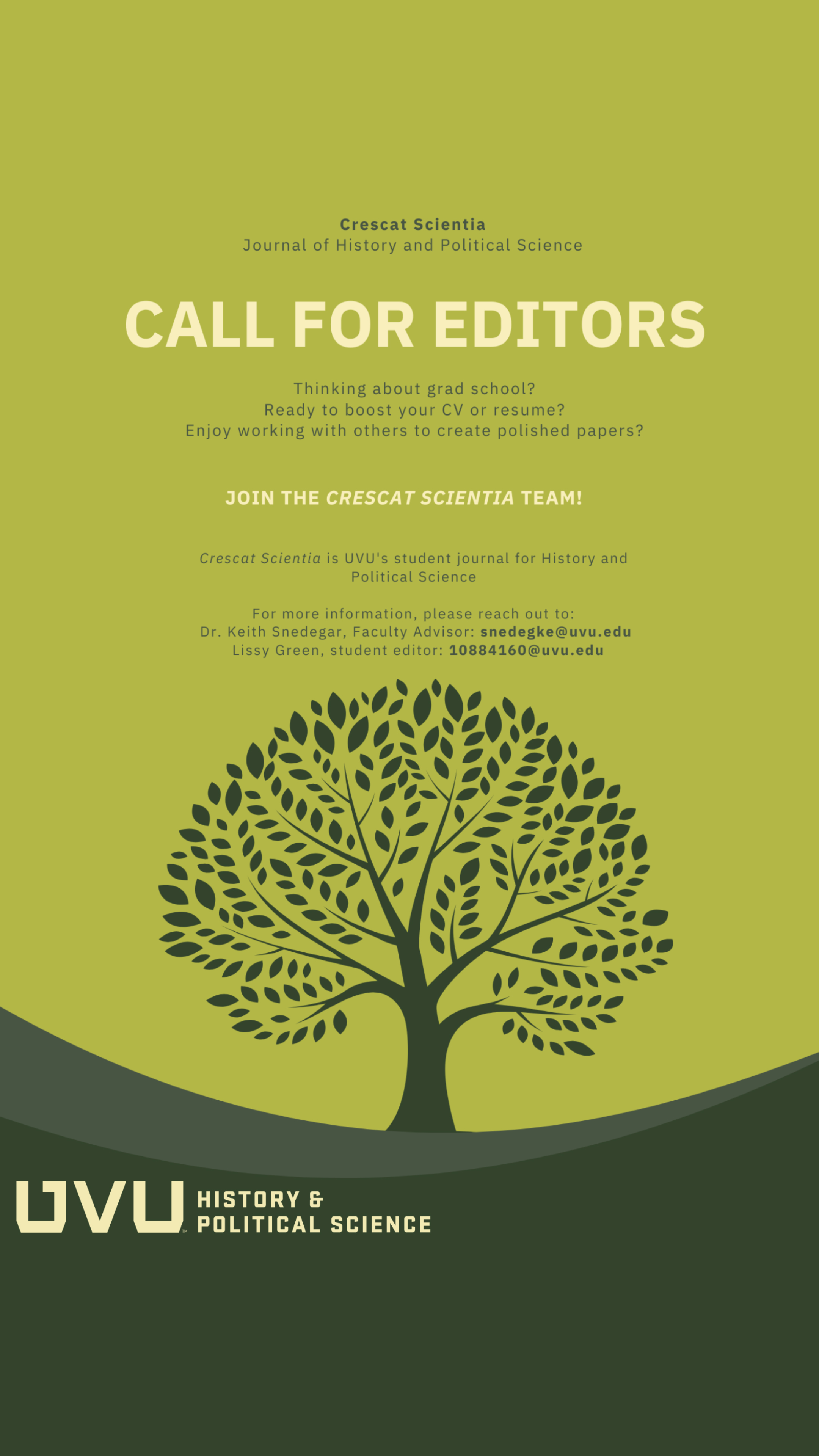 Crescat Scientia Call for Editors Crescat Scientia Call for Editors