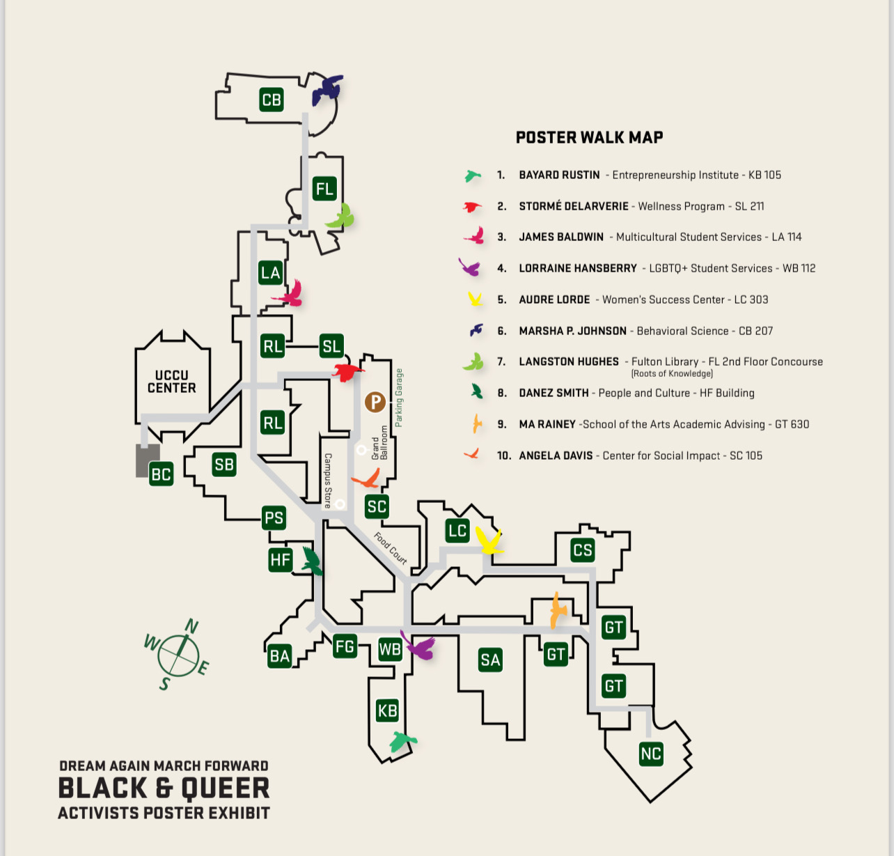 map of LGBTQ poster locations across campus