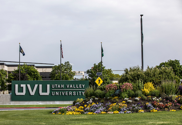 UVU sign in front of campus
