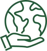 hand holding a globe icon