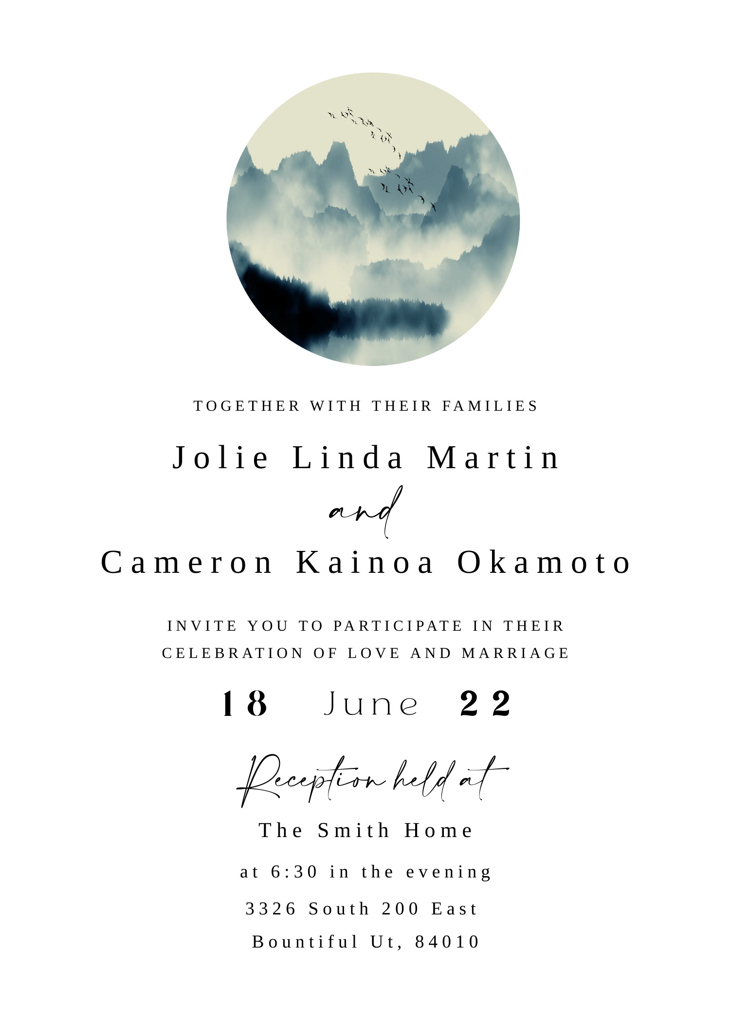 Jolie's wedding reception invitation
