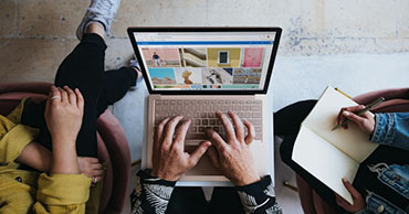 overhead view of laptop