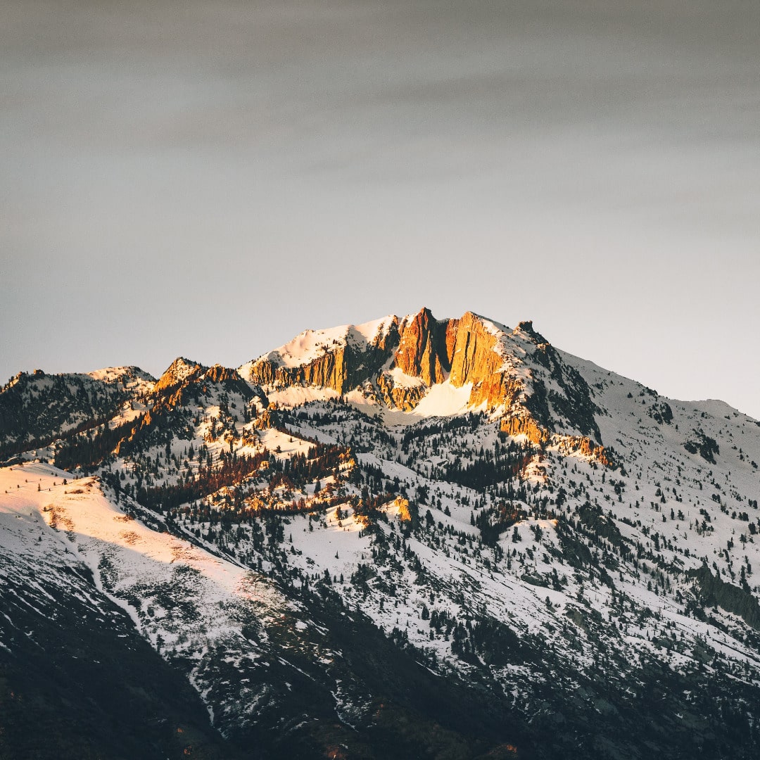 decorative mountaintop with snow