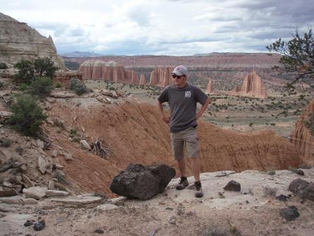 Matt Want surveying land at Capitol Reef National Park