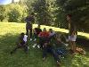 Students sitting in the shade.