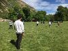 Students playing in a field