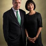 President Tuminez with her husband standing in formal clothes