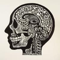 abstract drawing of the human skull