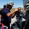 Chip Day and the Chlorine Institue Team practice procedures on the transfer vehicle.