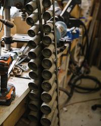 Marimba resonators cut and waiting for installation