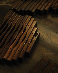 Marimba keys waiting to be installed