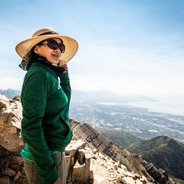 Woman standing on a mountain