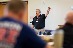 Instructor teaching in a classroom