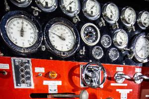 Dials and levers in a firetruck