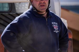 A firefighting instructor supervising