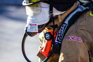 Firefighter using breathing apparatus