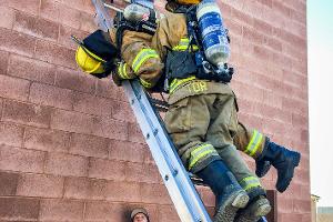 Firefighter on a ladder