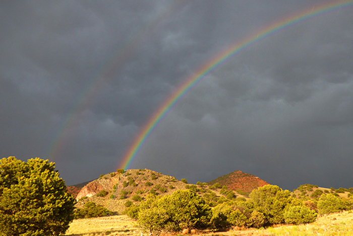 Rainbow over hills