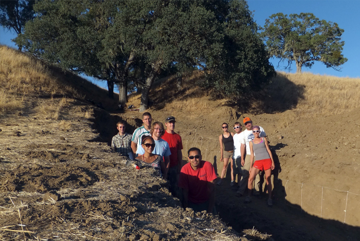 Students in trench