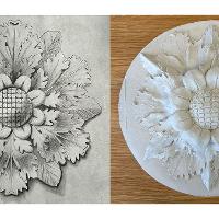 Plaster cast of a flower