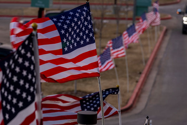  Flag line the roads at UVU