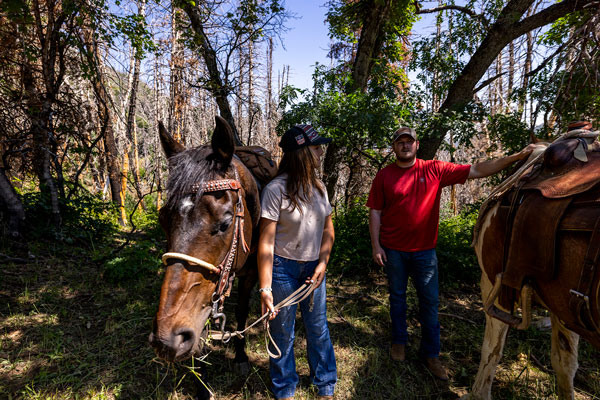 Veterans riding horses as part of the VA work study program at UVU