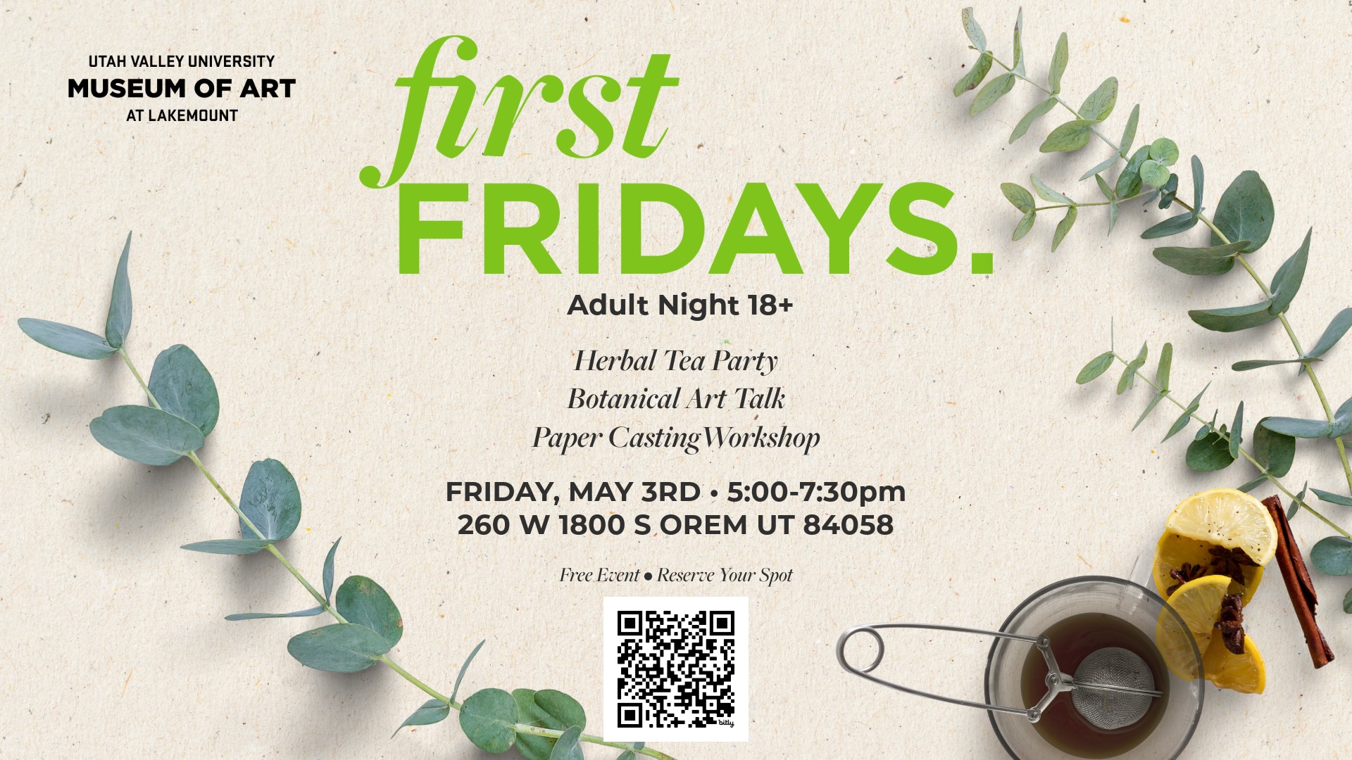 First Fridays. | May 3rd, 5:00pm - 7:30pm | Free Event, Reserve Your Spot! 