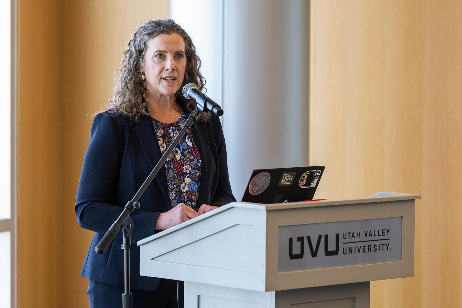 Sonata Coulter speaking at UVU