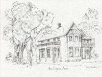 Bryner Pioneer Museum, Price - Pencil drawing of a house surrounded with trees