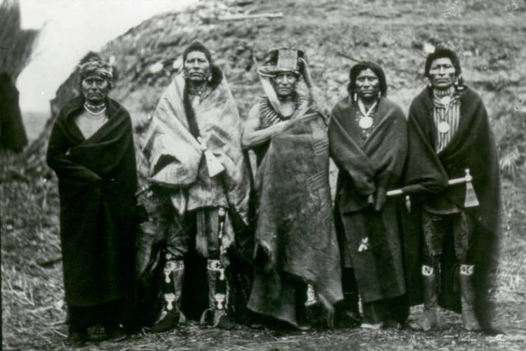 Regional History - 5 native americans standing together in an old photograph