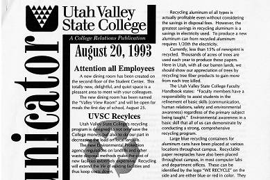  Utah Valley University Historical Newsletters