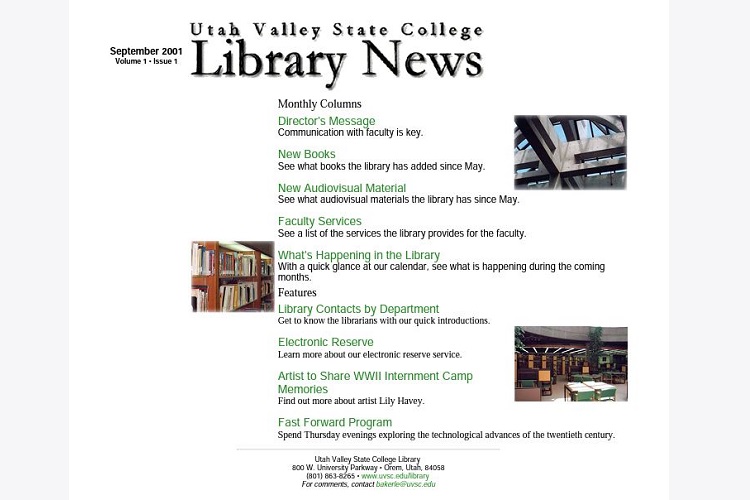  Utah Valley University Fulton Library Collections