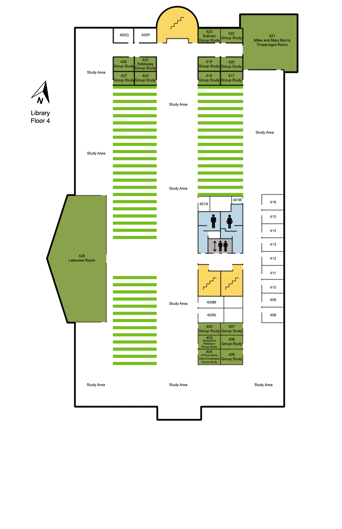 Fulton Library map of the first floor.