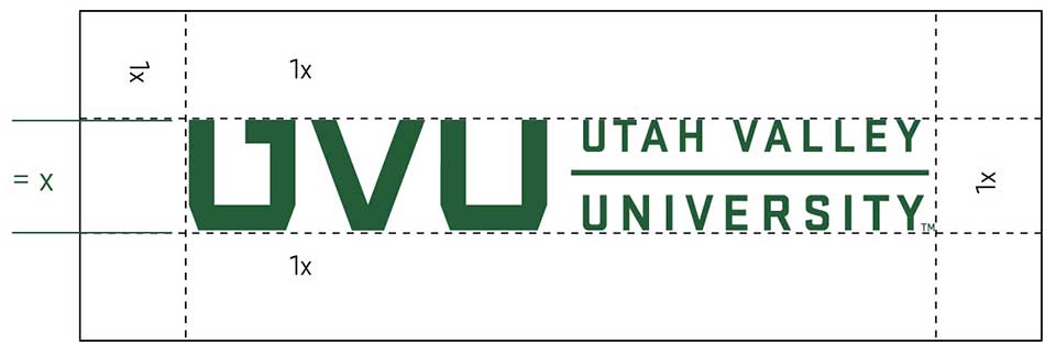 Image example showing one U width around wordmark.