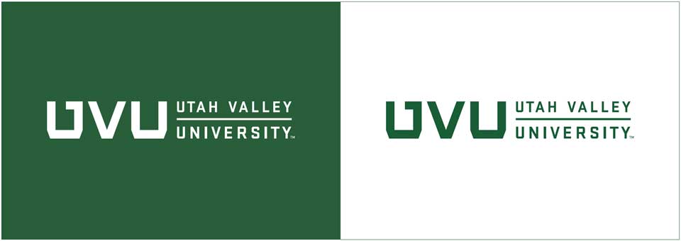 White logo on green background and green logo on white background.