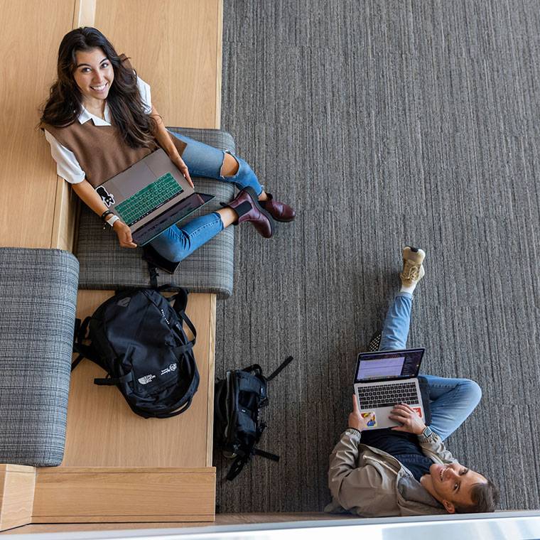 Students study in Keller Building