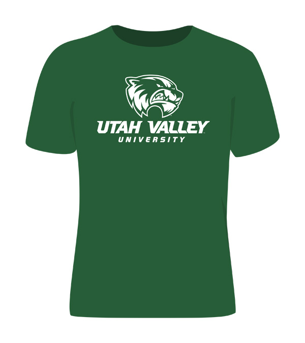 Green shirt with white print