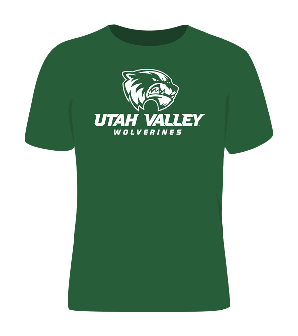 Green shirt with white print