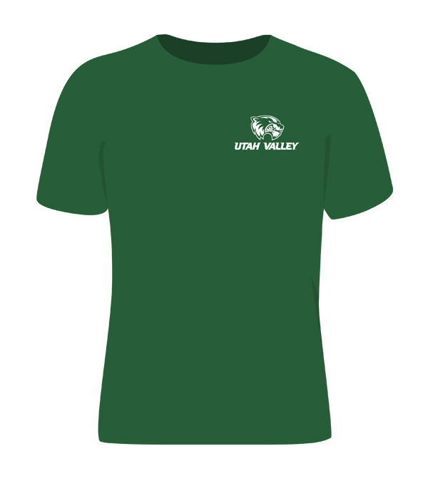 Green shirt with white print