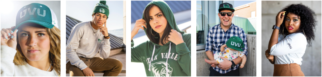 Students in branded UVU gear