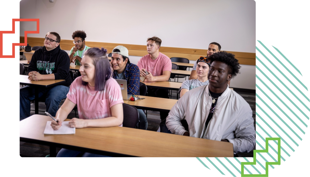 students sat in a classroom 