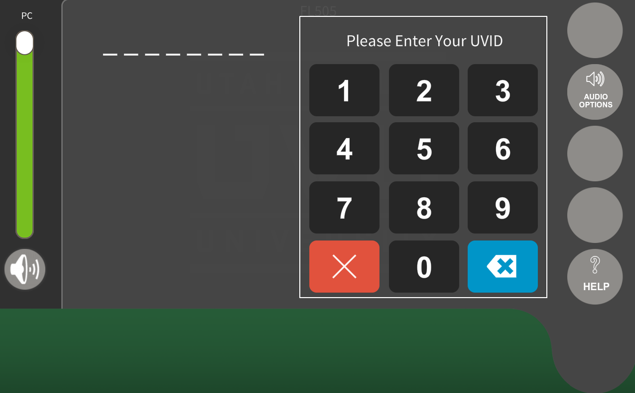 Entering your UVID on the touchpanel
