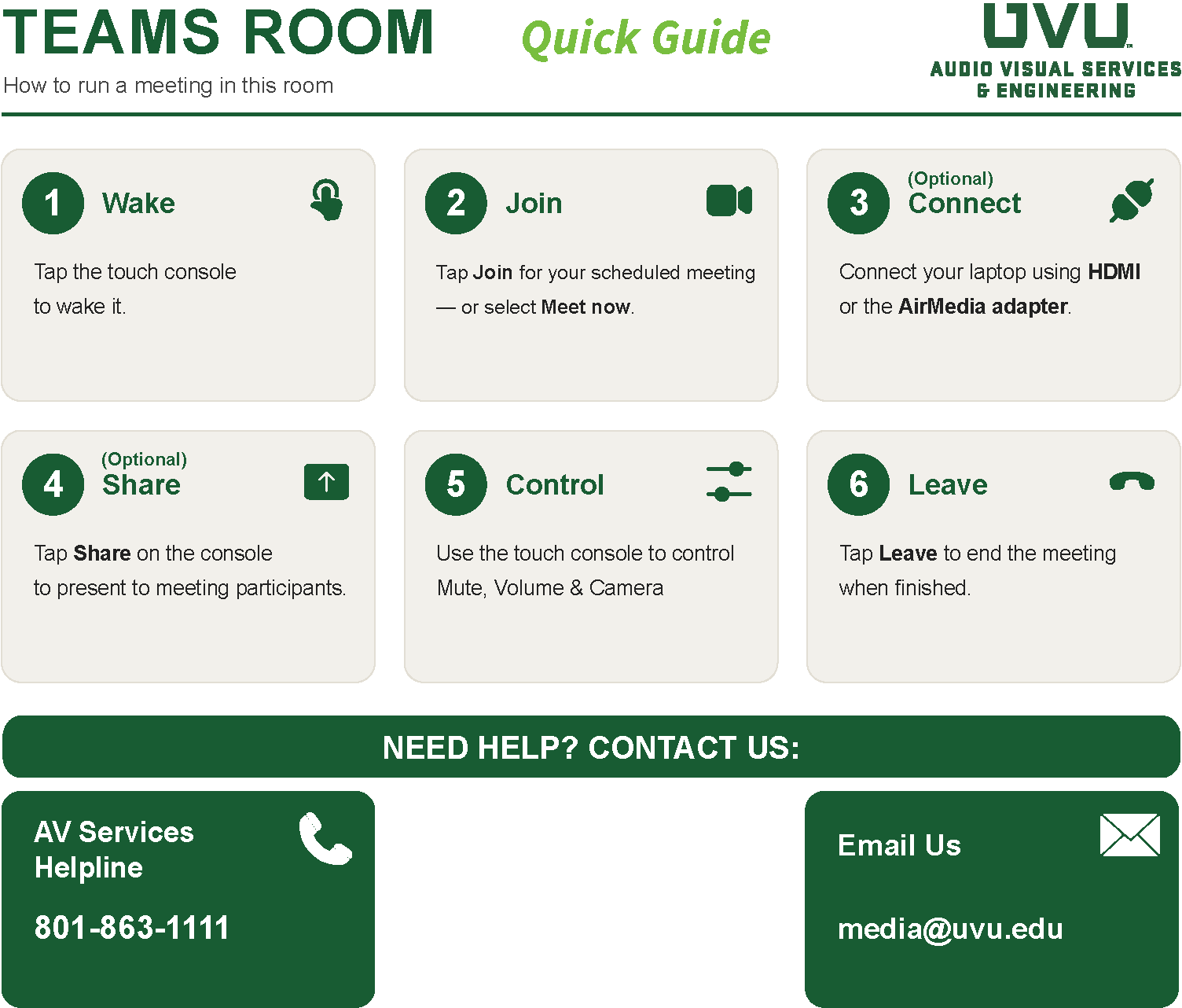 conference room quick start guide