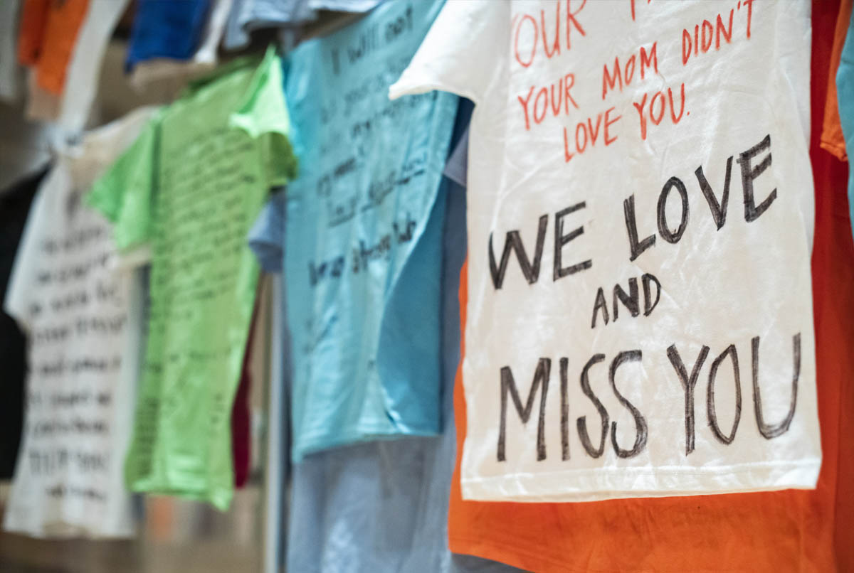 T-shirts written on by survivors of domestic abuse in Utah County.