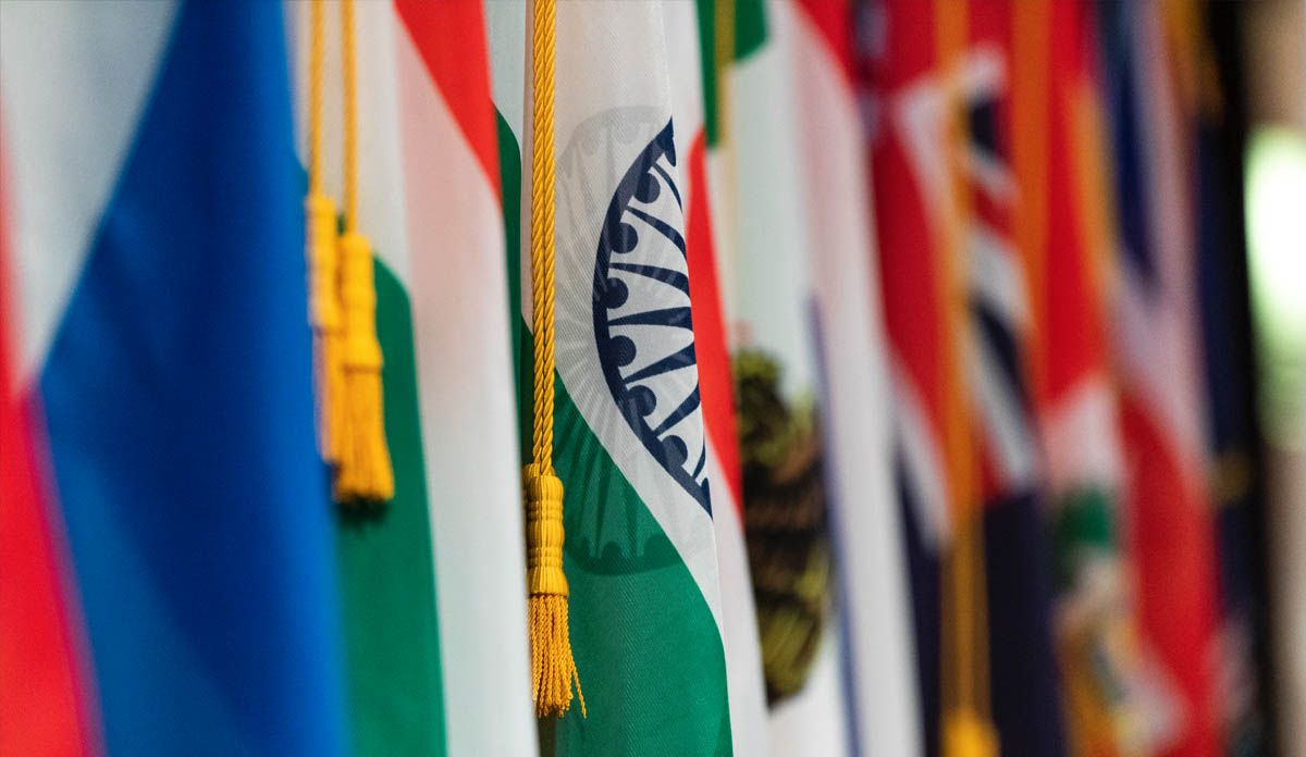 Flags displayed at the 3rd annual diplomatic confrence at Utah Valley University.