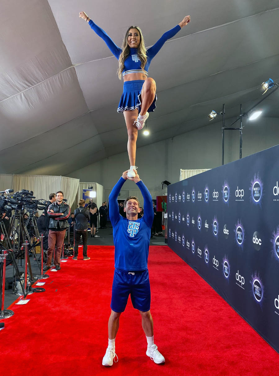 UVU Cheerleaders Brett Kessler and Morgan Michaelis at the American Music Awards