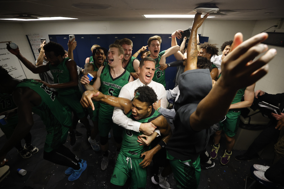 UVU celebrates win over BYU